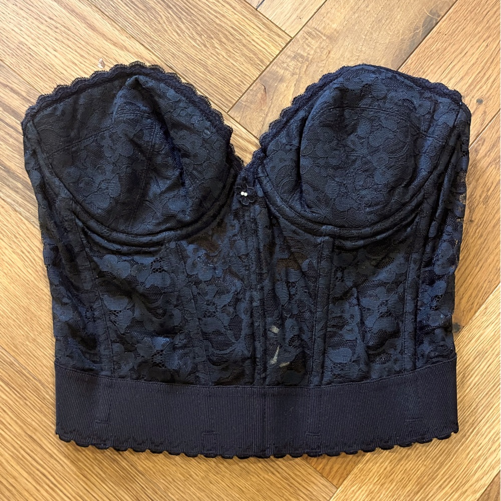 Vintage black lace bustier.
